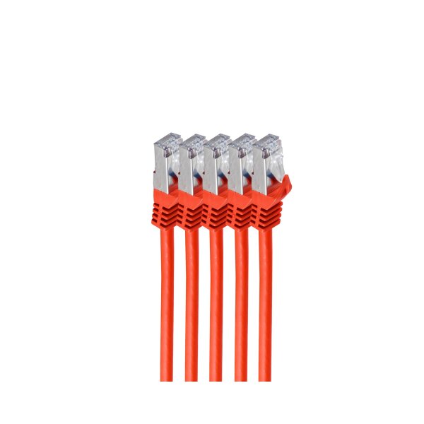 shiverpeaks®--Netzwerkkabel-RJ45 Patchkabel S/FTP,PIMF, Rohkabel CAT 7 Halogenfrei VE5, rot, 0,25m