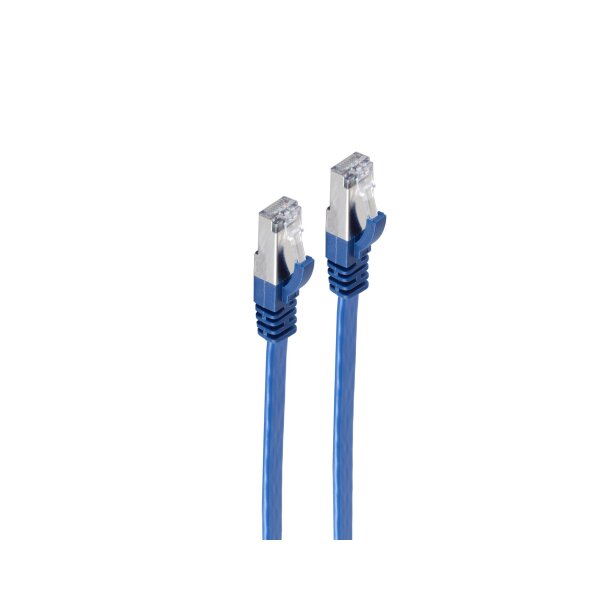 shiverpeaks®--RJ45 Patchkabel-Flachkabel, Flat U/FTP m. CAT 7 Rohkabel, slim, blau 0,25m