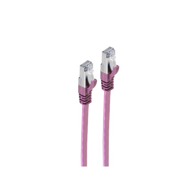 shiverpeaks®--RJ45 Patchkabel-Flachkabel, Flat U/FTP m. CAT 7 Rohkabel, slim, violett, 0,25m