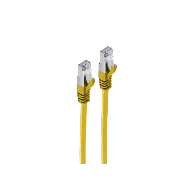 shiverpeaks®--RJ45 Patchkabel-Flachkabel, Flat U/FTP m. CAT 7 Rohkabel, slim, gelb, 0,25m