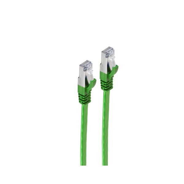 shiverpeaks®--RJ45 Patchkabel-Flachkabel, Flat U/FTP m. CAT 7 Rohkabel, slim, grün 0,5m