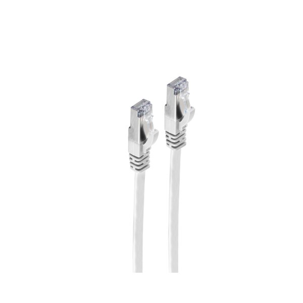 shiverpeaks®--RJ45 Patchkabel-Flachkabel, Flat U/FTP m. CAT 7 Rohkabel, slim, weiß, 10,0m