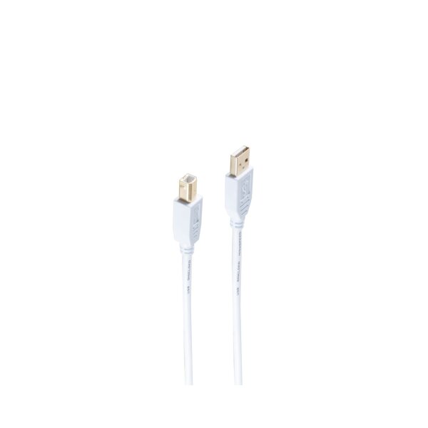 shiverpeaks®--USB Anschlusskabel, A Stecker auf B Stecker, HIGH SPEED, USB 2.0, weiß, 1,8m