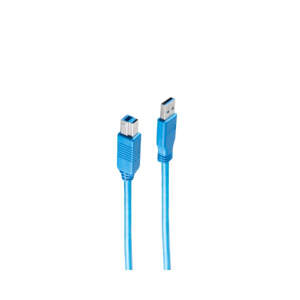 shiverpeaks®--USB Anschlusskabel, A Stecker auf B Stecker, 3.0, blau, 1,0m