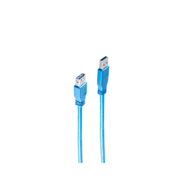 shiverpeaks®--USB Verlängerung, Typ A-Stecker auf Typ A Kupplung, 3.0, blau, 1,8m