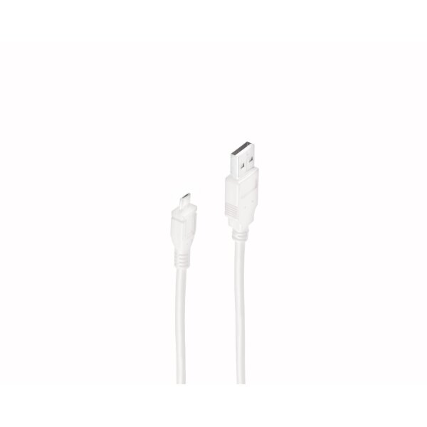 shiverpeaks®--USB-Micro Kabel, USB-A-Stecker auf USB-B MICRO Stecker, weiß, 1,0m