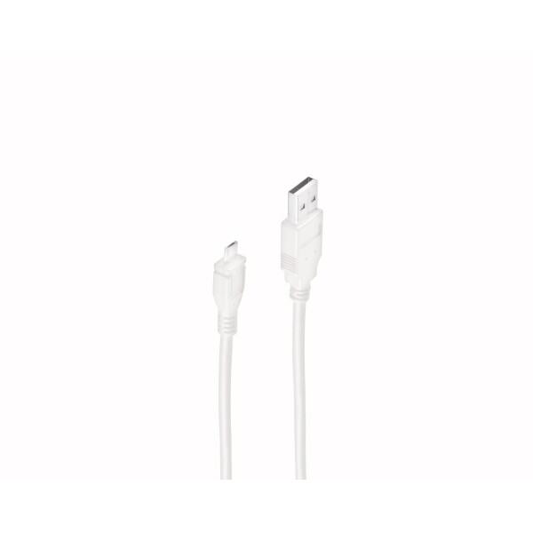 shiverpeaks®--USB-Micro Kabel, USB-A-Stecker auf USB-B MICRO Stecker, weiß, 5,0m