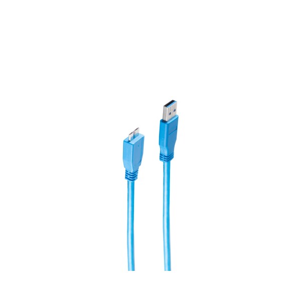 shiverpeaks®--USB-A-Stecker auf USB-Micro B-Stecker , USB 3.0, blau, 0,5m