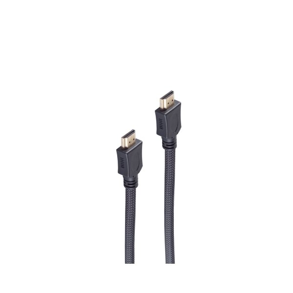 shiverpeaks®--HDMi Anschlusskabel, HDMI Stecker auf HDMI Stecker, Nylonummantelung, schwarz, 1m