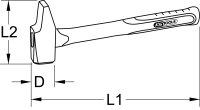 Schlosserhammer, Fiberglasstiel, französische Form, 250g