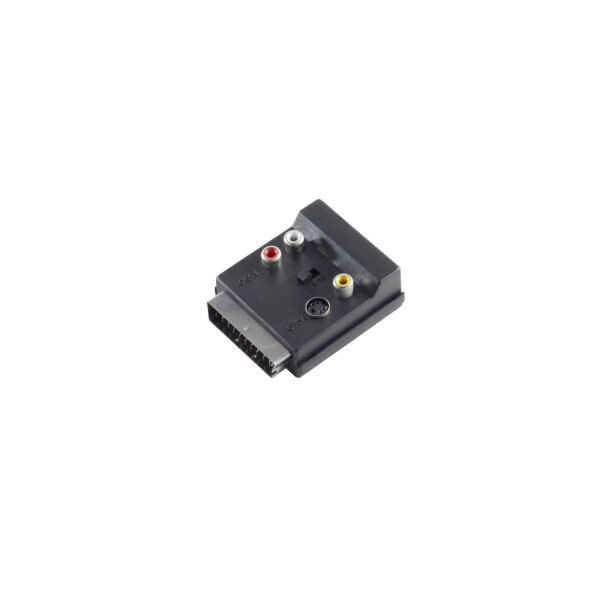 shiverpeaks®--Scart-Adapter mit Scartkupplung, 3 Cinchkupplungen/ 4-pol MINI DIN-Kupplung, Schalter