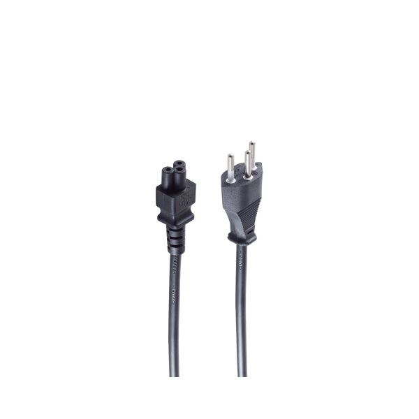 shiverpeaks®--Netzanschlusskabel Schweiz, Stecker an 3pol Buchse C5, schwarz, 1,8m