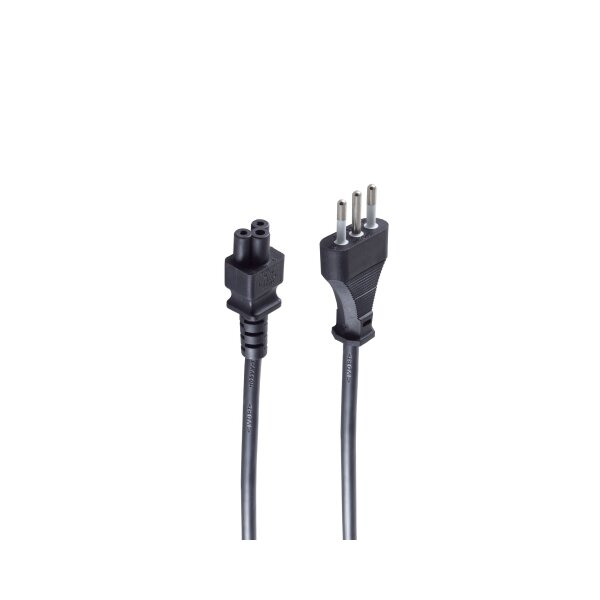 shiverpeaks®--Netzanschlusskabel Italien, Stecker an 3pol Buchse C5, schwarz, 1,8m