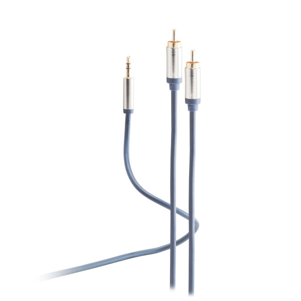 Flexline®-3,5mm Audio Klinkenkabel, hochflexibel, 3,5mm Stecker auf 2x (RCA) Cinch Stecker, 5m