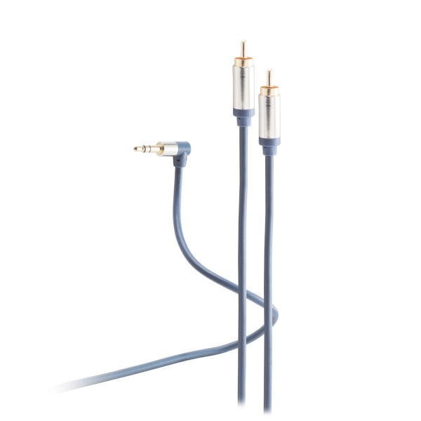 Flexline®-3,5mm Audio Klinkenkabel, hochflexibel, 3,5mm Winkel Metallstecker auf 2 Cinch Stecker 3m