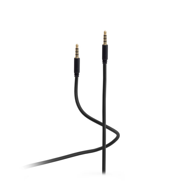 Flexline®-Audio Klinkenkabel -- 2 x 3,5mm Mini-Klinken Stecker 4 polig, hochflexibel, schwarz, 1,5m