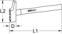 Schreinerhammer, Hickory-Stiel, französische Form, 200g