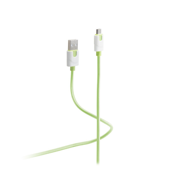 Flexline®-USB micro Ladekabel, USB-A-Stecker auf USB Micro B Stecker, hochflexibel, grün, 0,9m