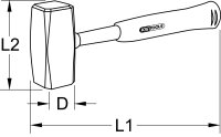 Fäustel mit Stahlrohr-Stiel und Kunststoffgriff, 1250g