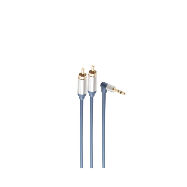 shiverpeaks®-PROFESSIONAL 3,5mm WINKEL Audio Kabel mit 2 Cinch-Stecker, extra dünn, SLIM LINE, 0,75m