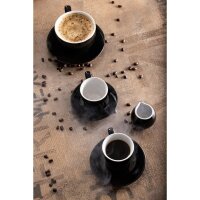 Olympia Cafe Flache Tasse Schwarz und Weiß 170ml (12 Stück)