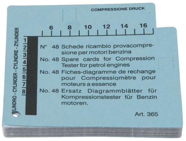 Kompressions-Druckprüfgerät-Diagrammkarten-Satz für Benzinmotoren (VPE=48)