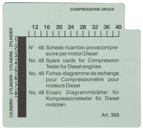 Kompressions-Druckprüfgerät-Diagrammkarten-Satz für Dieselmotoren (VPE=48)