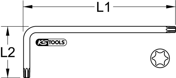 Kugelkopf-Torx-Winkelstiftschlüssel, XL, T55, Violett