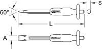 Flachmeißel mit Handschutzgriff, 8-kant, 12mm