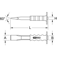 Flachmeißel mit Handschutzgriff, oval, 300mm