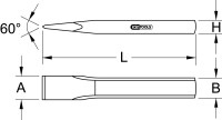 Maurermeißel, flach oval, 33x600mm