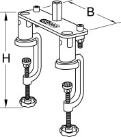 Tischklemmstück für Abstechgerät, mit 2 Spannarmen