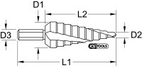 HSS Stufenbohrer,Ø 4-12mm, 9 Stufen