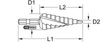 1/4" HSS-TiN Stufenbohrer-Bit,Ø 4-20mm, 9 Stufen