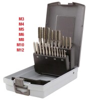 HSS CO Handgewindebohrer-Satz M, Kunststoffkassette 21-tlgM3-M12