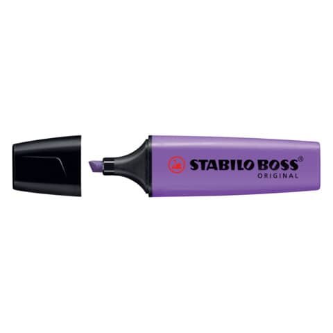 Textmarker STABILO® BOSS® ORIGINAL. Kappenmodell, nachfüllbar, Farbe des Schaftes: in Schreibfarbe, Farbe: lavendel