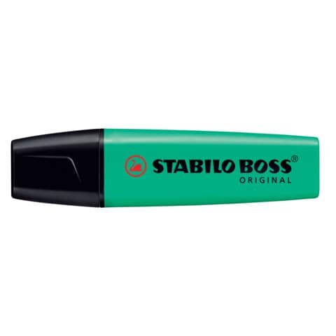 Textmarker STABILO® BOSS® ORIGINAL. Kappenmodell, nachfüllbar, Farbe des Schaftes: in Schreibfarbe, Farbe: türkis