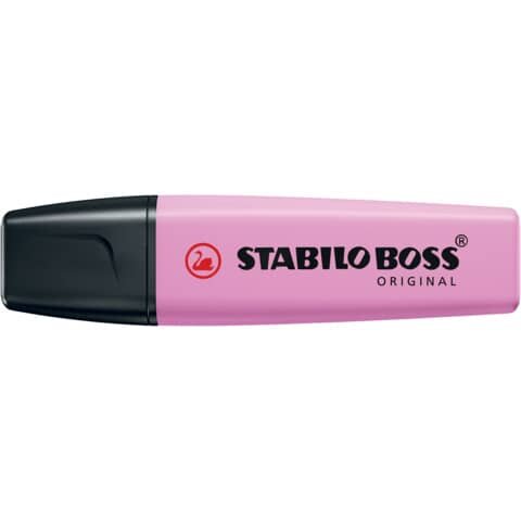 Textmarker STABILO® BOSS® ORIGINAL Pastel. Kappenmodell, Farbe des Schaftes: in Schreibfarbe, Farbe: frische Fuchsie