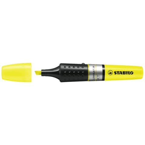 Textmarker STABILO® LUMINATOR®. Kappenmodell, Farbe des Schaftes: Tintenfarbe/schwarz. Mit Füllstandsanzeige zur ständigen Kontrolle, Farbe: gelb