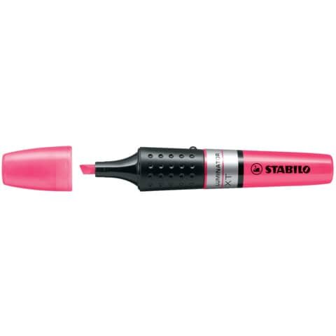 Textmarker STABILO® LUMINATOR®. Kappenmodell, Farbe des Schaftes: Tintenfarbe/schwarz. Mit Füllstandsanzeige zur ständigen Kontrolle, Farbe: pink