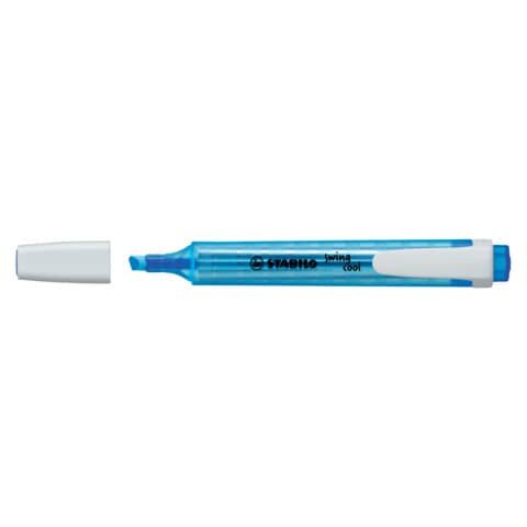 Textmarker STABILO® swing® cool. Kappenmodell, Farbe des Schaftes: in Schreibfarbe, Farbe: blau