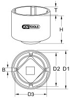 3/4" Nutmuttern-Schlüssel mit 4 Zapfen für Scania, 72/80mm