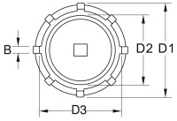 3/4" Nutmuttern-Schlüssel Scania 8 Zapfen für Scania