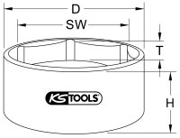 3/4" Achsmuttern-Schlüssel, 6-kant, kurz, 70mm