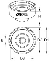 3/4" Nutmuttern-Schlüssel mit 4 Zapfen für Scania, Innenzapfen Ø 64 mm