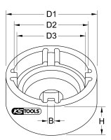 1/2" Lüfterlager-Nutmuttern-Schlüssel für Volvo mit 4 Zapfen, Innenzapfen Ø 54mm