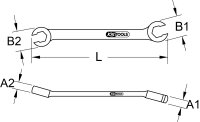 Offener Doppel-Ringschlüssel, abgewinkelt, 17 x 19 mm