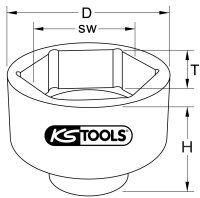 3/4" Achsmuttern-Schlüssel, 8-kant, kurz, 80 mm