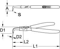 Sicherungszange für Außensicherungsringe, abgewinkelt, 130mm