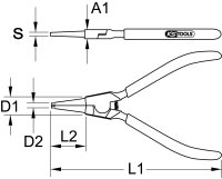 Sicherungszange für Außensicherungsringe, 130mm